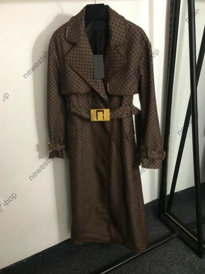 24ss Autumn womens trench coats designer luxury Women Windbreaker body letter print jacket lapel long sleeved trench Long Belt Coat