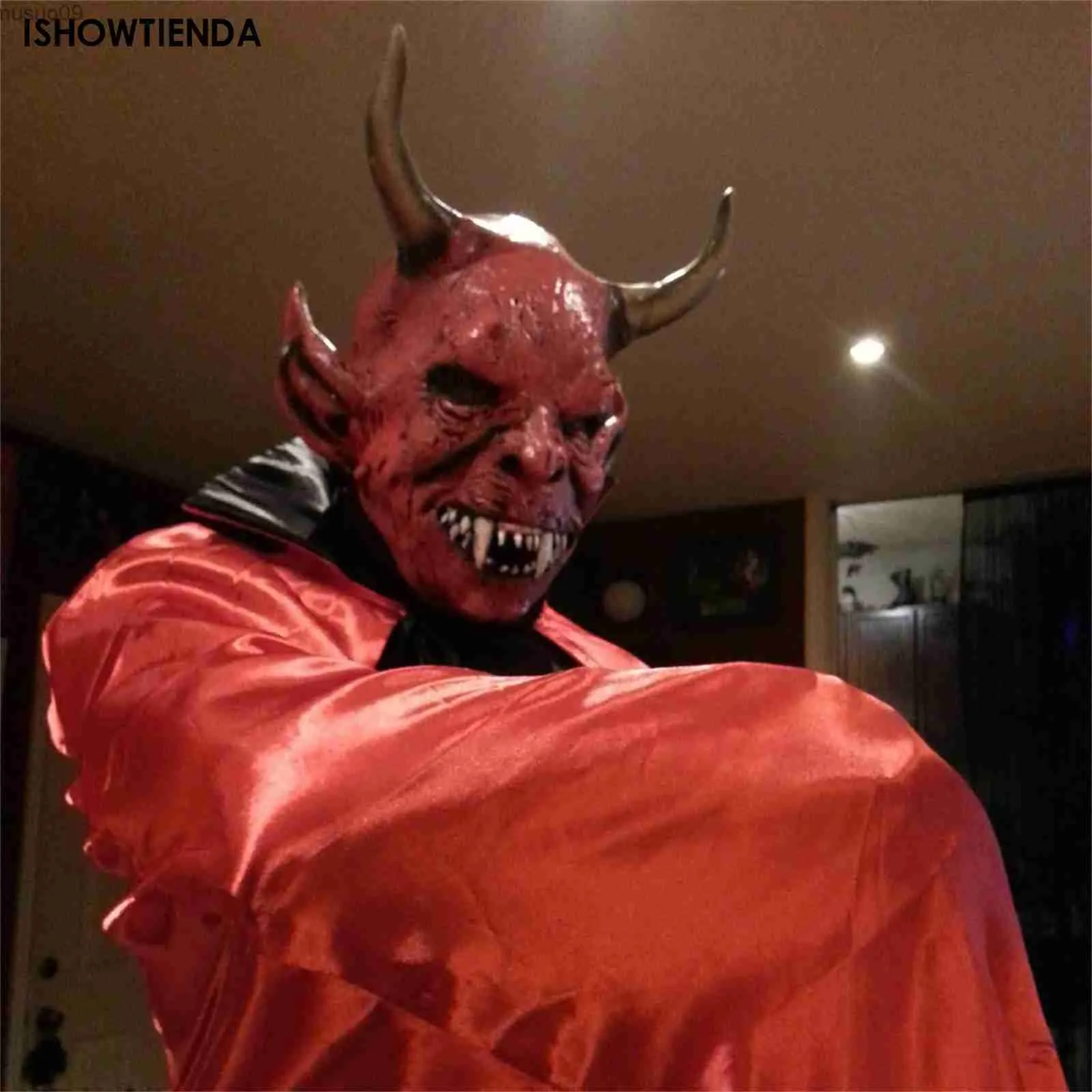 Designer Masken Horror Devil Latex Mask Cosplay Spooky Dämon Höllenfeuer Biest Streich Helm Bühnenaufführung Carnival Halloween Party Requisiten