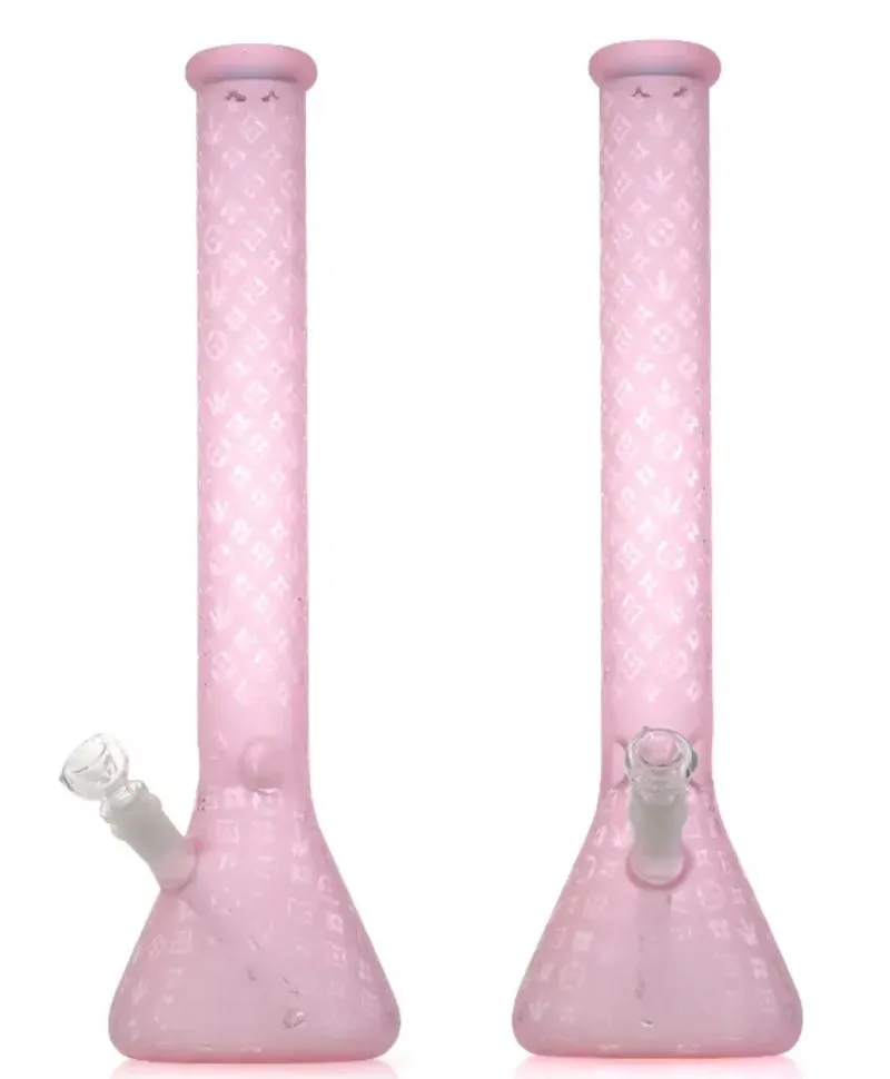 Vintage PREMIUM PURE Glass Bong Water Hookah PURPLE PINK FROST Sandblasted 14inch 18inch height Original Glass Factory made can put customer logo by DHL UPS CNE