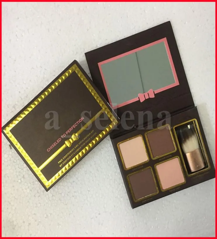 Face Makeup Bronzers Contour Chiseled To Perfection Highlighters Pressed Powder Palette 4 Color Concealer with Brush4802861