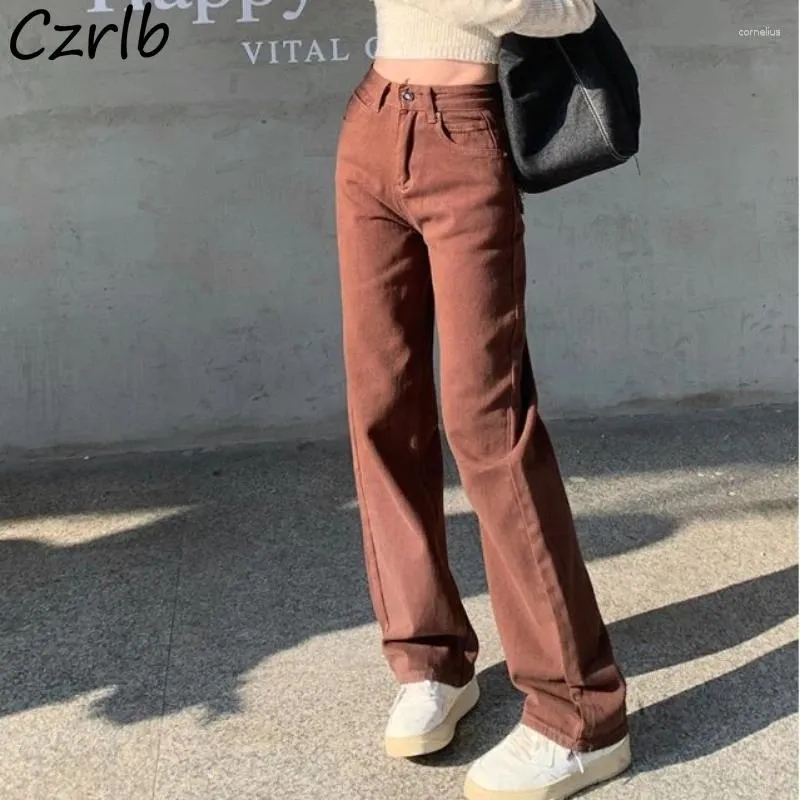 Women's Jeans American Retro Women Spring Coffee Loose High Waist Straight Wide Leg Trousers Star Embroidery Street Ins Chic