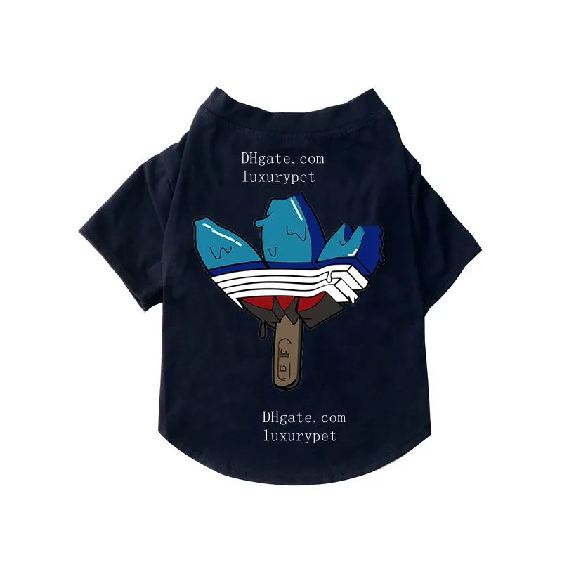 Designer hondenkleding Katoenen hondenkleding Zacht ademend huisdiershirt Ijslollypatroon Hondenshirts voor kleine honden Puppy Katten Zomer Huisdieren T-shirts voor kittens en honden A660