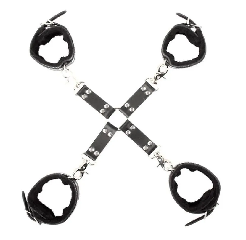 El más nuevo kit de bondage cruzado de metal fuerte, esposas y tobilleras, juegos sexuales para adultos BDSM para parejas 9923723