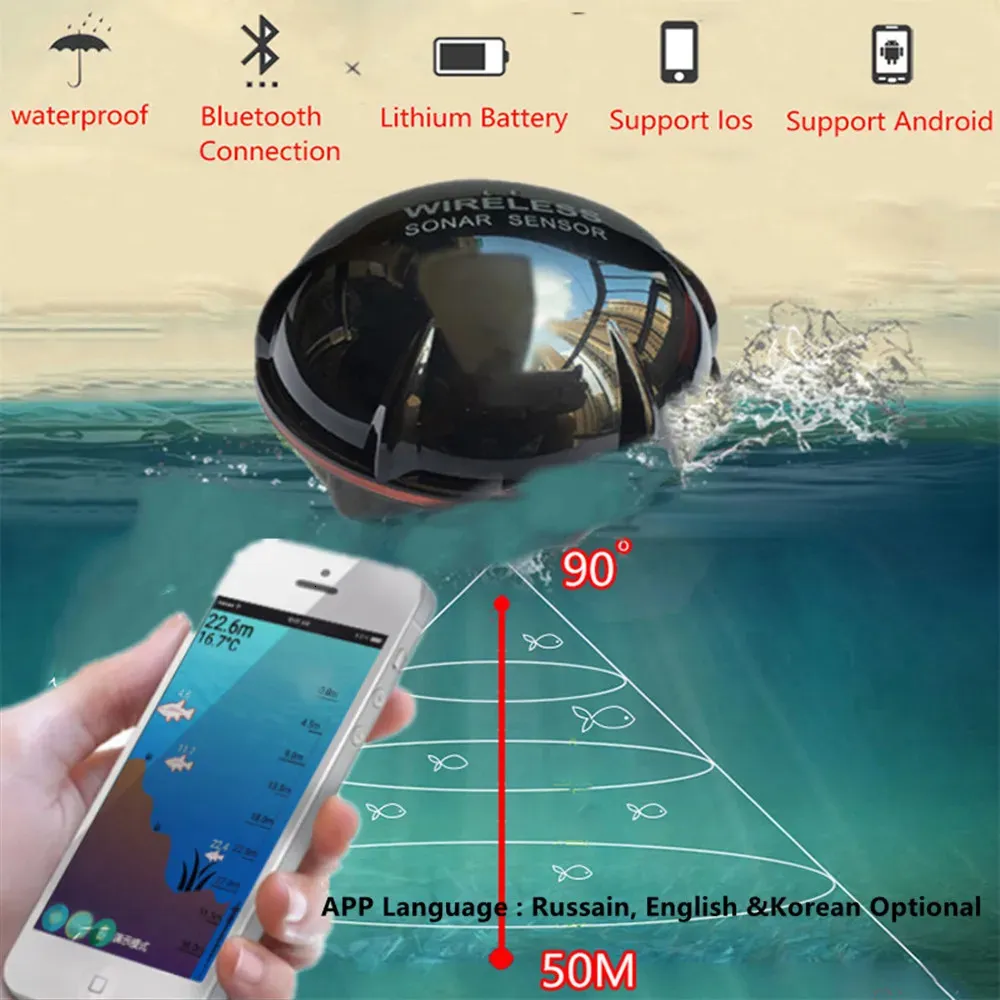 ブランドスマートフォンフィッシュファインダーSonar BluetoothインテリジェントフィッシュファインダーAndroid iOS Fish Visual Fishing 240227