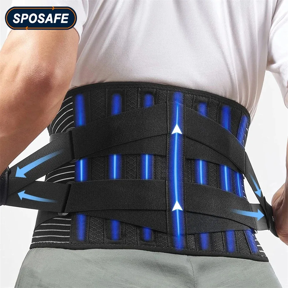 Elstiac Lumbar Back Belt Waist Support Trainer Adjustable Pad with 6 Stays Abdominal Binder Fitness Gym Men 240318