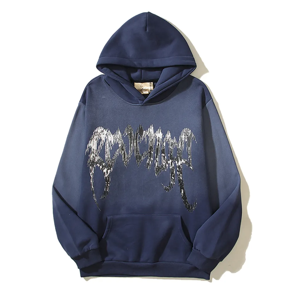 Gradiant Iron Silver Fleece Hooded Men Women Hip Hop Men's Sweatshirts and Hoodies Blue Grey