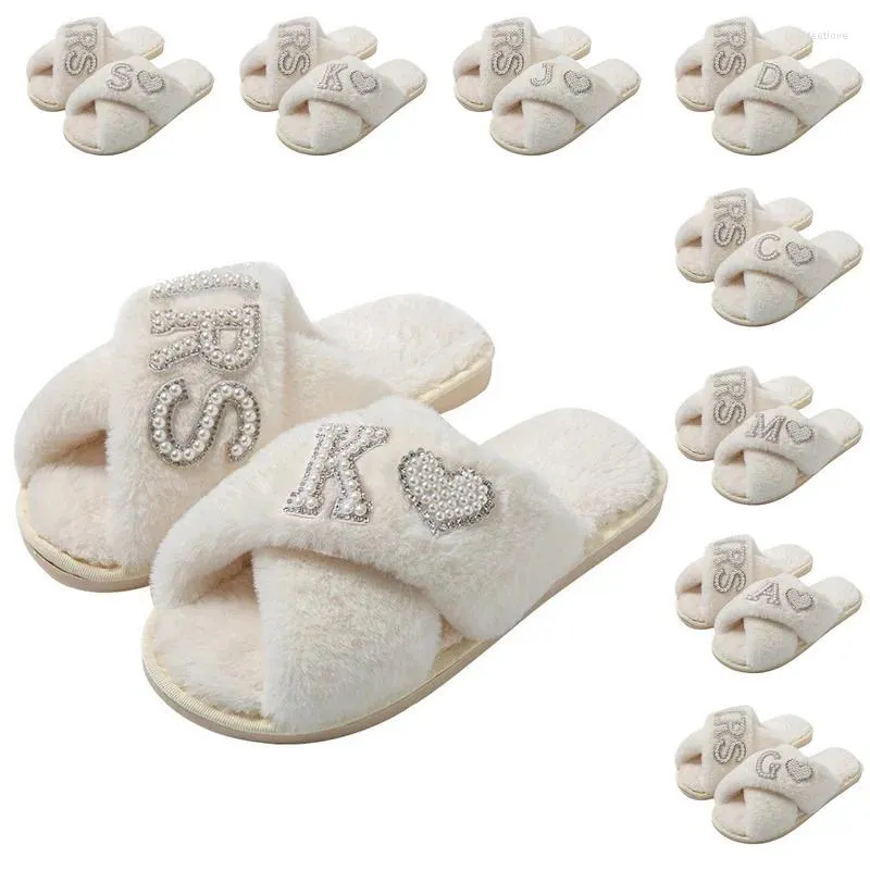 Slippers Winter Dames Cross Pluizige Slipper Home Slides Platform Platte Indoor Vloer Flip Flop Dames Schoenen Letter Design