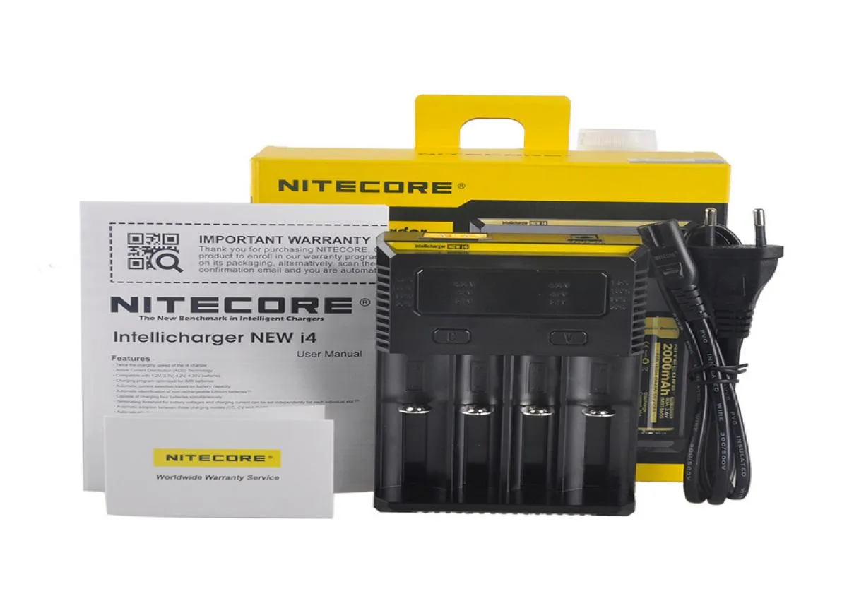 Autentisk Nitecore i4 Intellicharger Universal Chargers 1500mAh Max Output E Cig Charger för 18650 18350 26650 10440 14500 Battery7370220