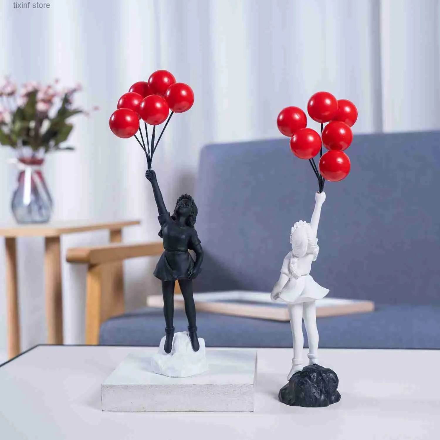 Obiekty dekoracyjne figurki Banky Balon dziewczyna do salonu dekoracja pokoju dekoracja domowego biurka