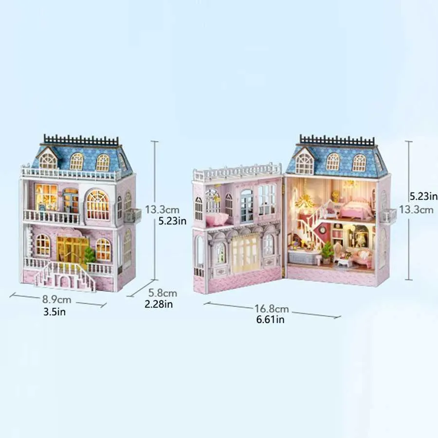 Architecture/BRICOLAGE Maison Mini Assemblage Modèle Rose Princesse Villa Architecture Kit À La Main 3D Puzzle DIY Maison De Poupée Jouet Maison Créative Chambre Chambre Décora