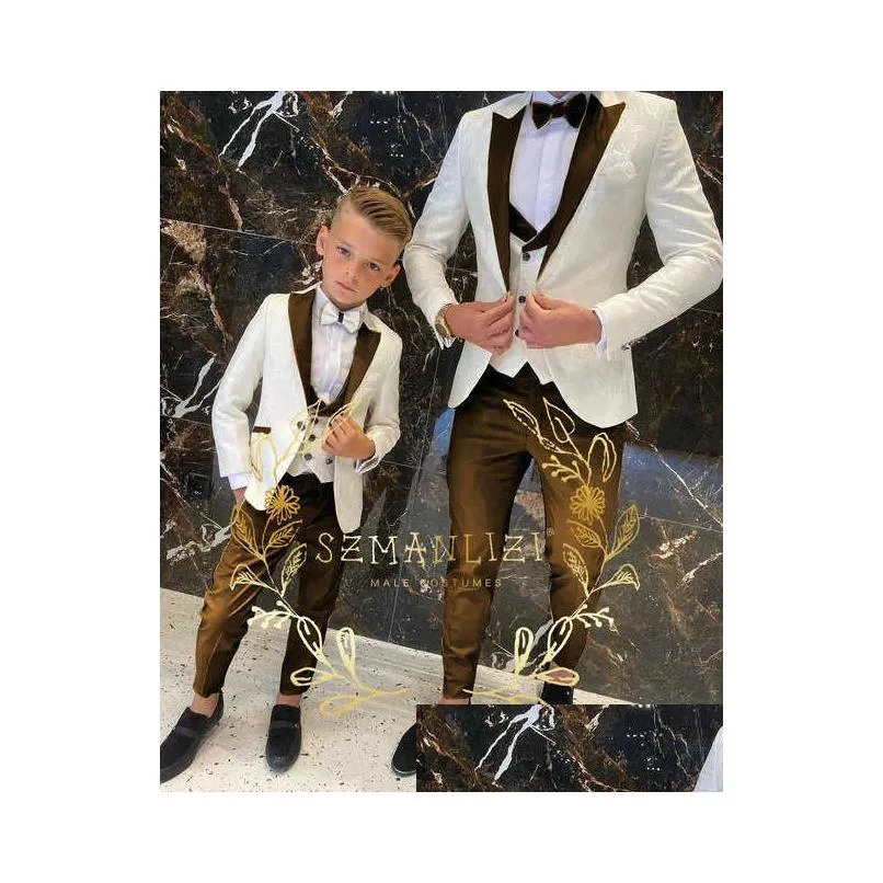 Clothing Sets Floral Pattern Boy Formal Suits Dinner Tuxedos Little Boys Groomsmen Kids For Wedding Party Prom Suit Wear Ensembles De Dh0P9