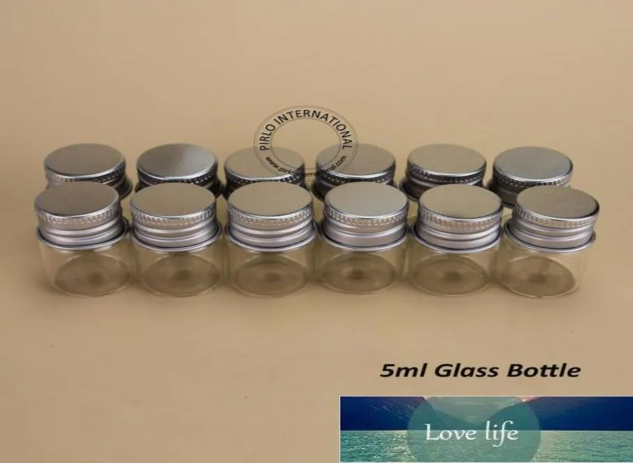 48pcslot 5ml Glass Cosmetic Jar 5g Empty Containers Sample Bottle With Aluminium Cap Small 16 OZ Refillable Portable Travel1626304