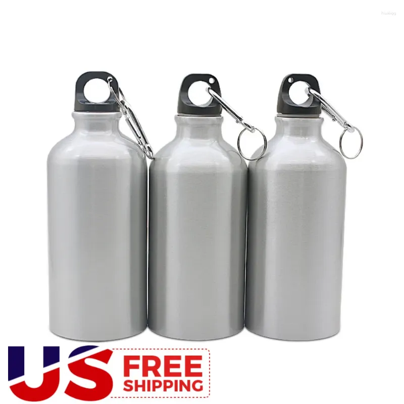 Bouteilles d'eau 60Pack 17oz Sublimation Argent Aluminium Sport Bouteille Blanks Portable Bouche étroite avec poignée et couvercle anti-fuite