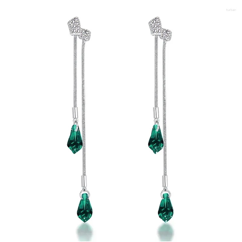 Boucles d'oreilles à tige ER-00351 véritable bijou en cristal autrichien plaqué argent pour femme personnalisé 2024 Y2k accessoires cadeau de Saint-Valentin