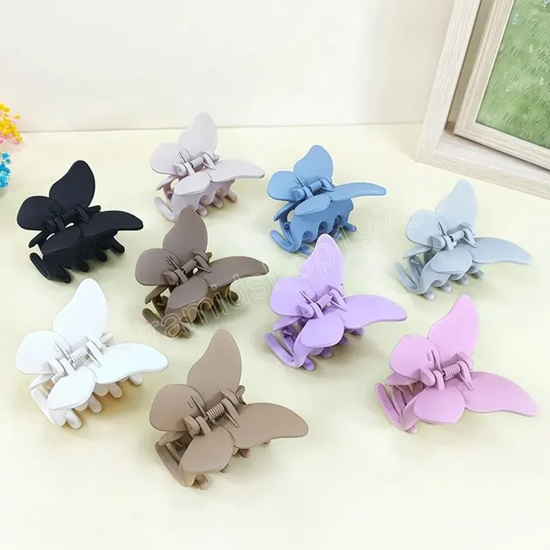 Candy Color Frosted Geometric Butterfly Hair Claws Clips Women Girls Elegant Clamps Hairpins Headband Fashion Accessories