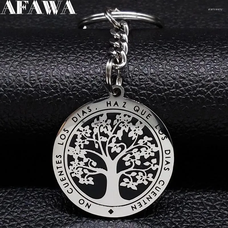 Porte-clés Arbre de vie en acier inoxydable porte-clés pour femmes hommes mots inspirants porte-clés bijoux de voiture Llavero Arbol De La Vida K528S01