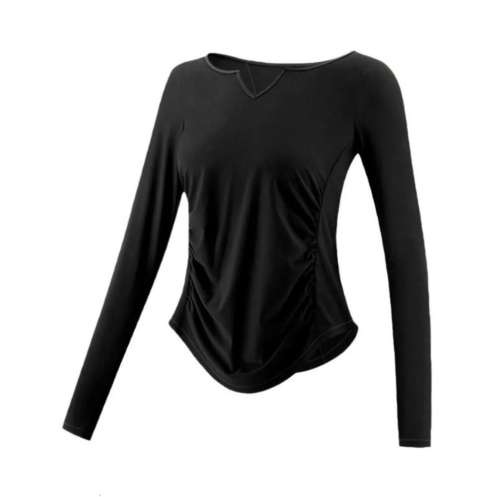 Autumn V-ringning Långärmad kvinnors yoga Casual T-shirt Snabbtorkning Top Outdoor Sports Fitness Dance kläder Slim Fit and Slimming