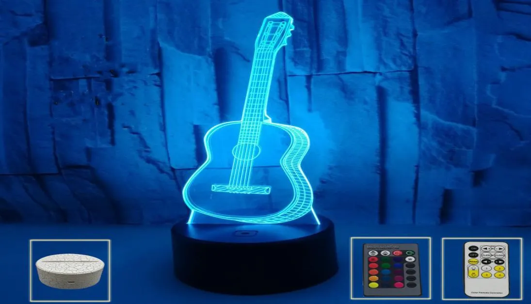 3d Gitaar Led Nachtverlichting Sevencolor Touch Light 3D Touch Visueel Licht Creatief Cadeau Sfeer Kleine Tafellampen2803116