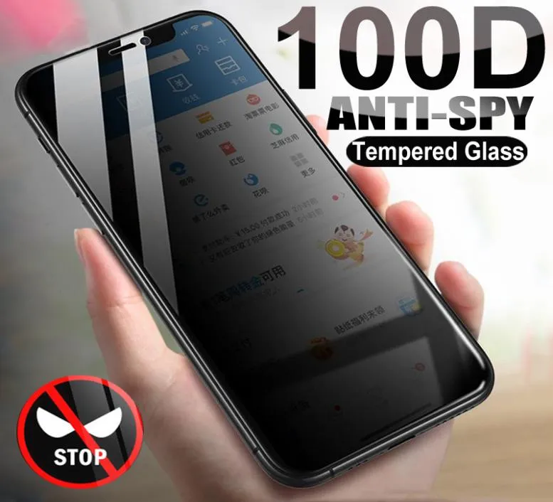 100D Anti Spy Tempered Glass For iPhone 13 12 mini 11 Pro XS Max X XR Privacy Screen protector 7 8 6 6S Plus SE 2020 Glas8820696