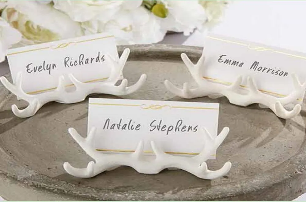 Autres faveurs de mariage Creative White Résine Antler Place Titulaire de la carte Clip de siège Décoration de table avec Card3380011