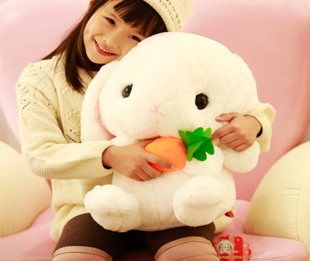 Kawaii lapin en peluche gros lapin poupée doux blanc lapin oreiller poupées pour fille cadeau d'anniversaire décoration DY506405097518