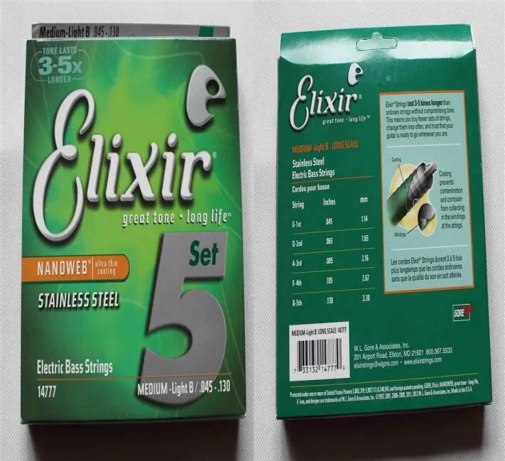 2セット14777 Elixir Bass Strings Nanoweb Ultra Thin Coatingステンレススチール電動ベースストリングミディアムライトB 045130使用F2810163