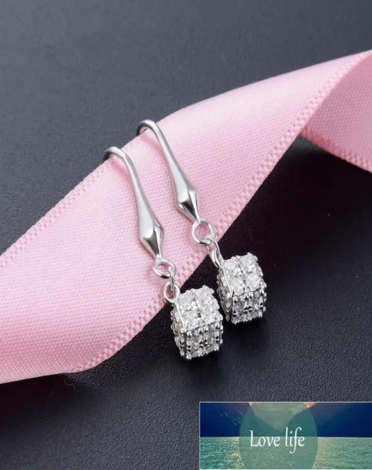 925 Sterling Silverörhängen för kvinnor Full Zirconia Cubic Danger Earing With Stones Wedding Bridal Fine Jewelry Accessories8223174