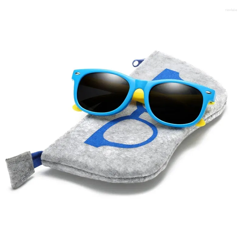 Lunettes de soleil avec sac en caoutchouc TR90 enfants TAC lunettes de soleil polarisées pour enfants pour filles garçons lunettes de bébé