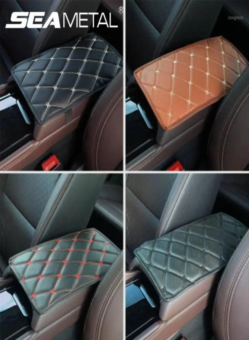 Car Armrest Cushion PU Leather Car Armrest Covers Universal Center Console Auto Seat Armrests Box Storage Black Mat Protection11232586