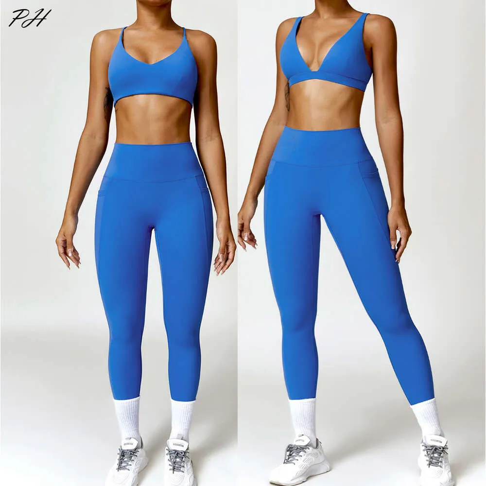 Lu Align Outfits 2PCS Outfit Yoga Set Nude Feeling Sets Donna Tuta da palestra Push Up Fitness Corsa Allenamento Abbigliamento sportivo Reggiseno sportivo Leggings Suit Jogger Gry Lu-08 2024