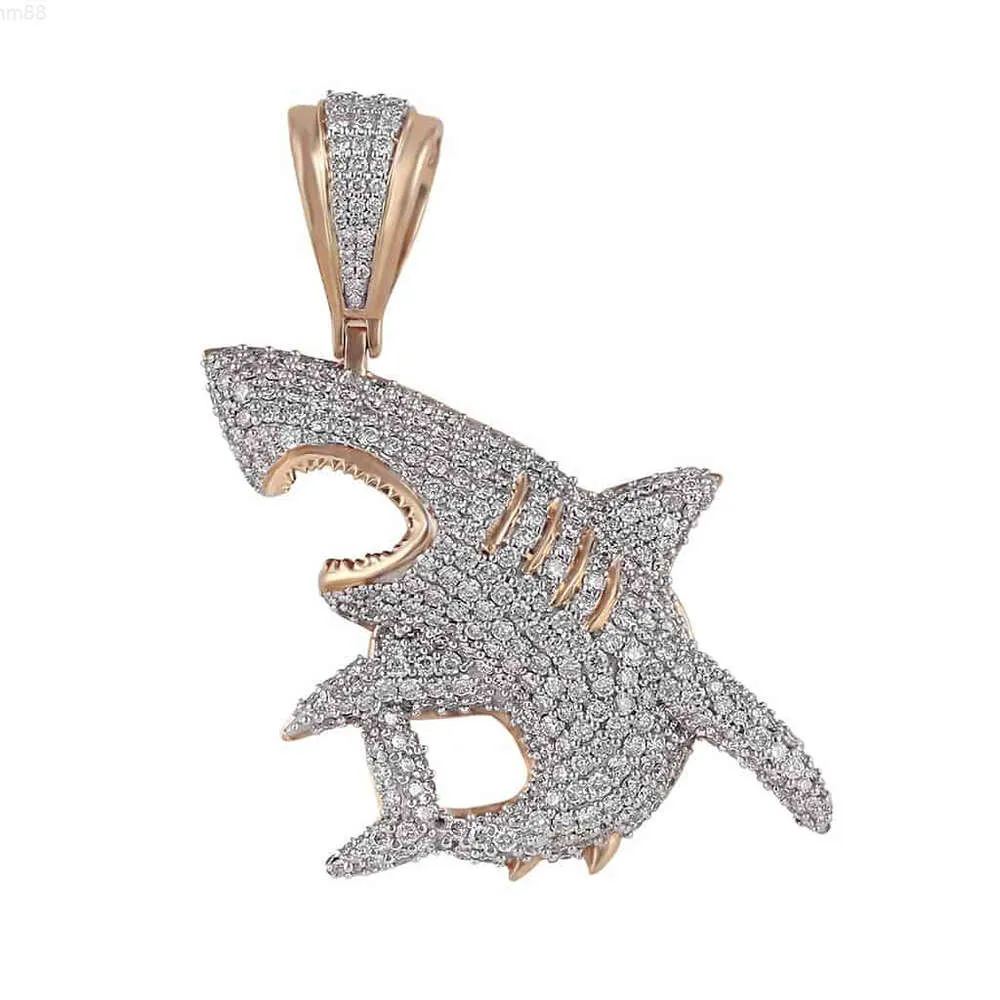 Pendentif diamant Hip Hop requin Vvs Moissanite, pendentif de luxe en argent Sterling 925, pendentif Hip Hop pour hommes