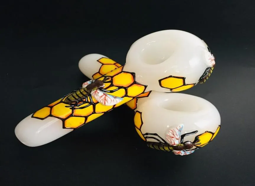 5 tum BEE HAND PIPES HEDY TRY Herb Tobacco Pipe med 3D -färgad ritningssprickvikt 100G2178754