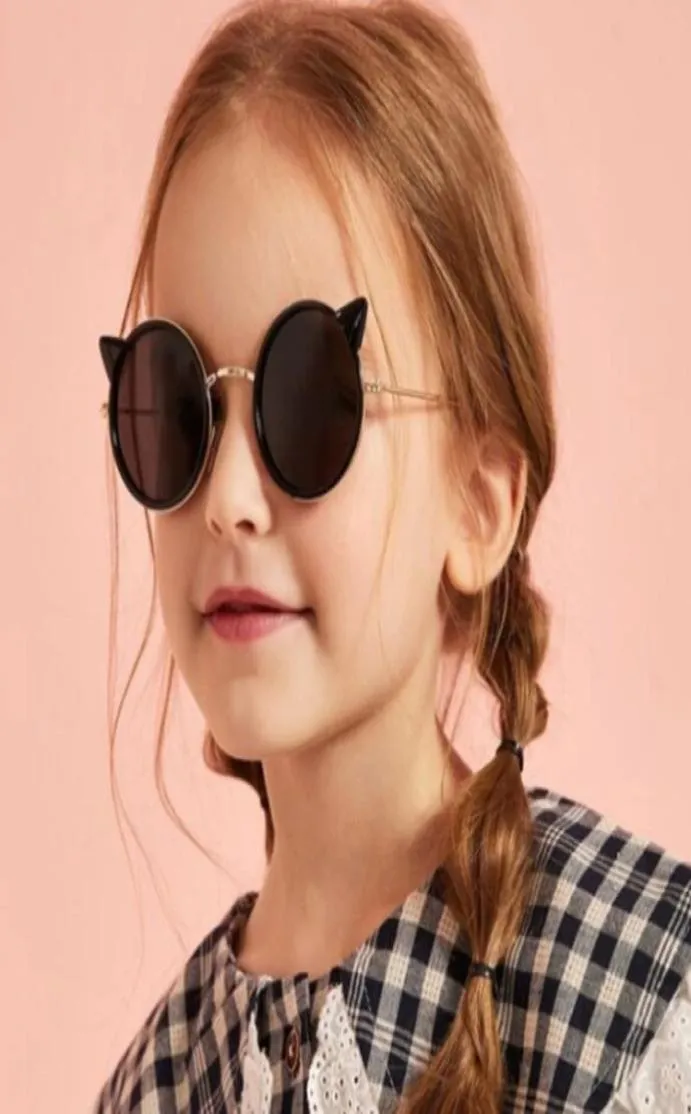 Occhiali da sole per bambini ragazzi ragazze occhiali da sole con montatura rotonda in metallo cartoon cat ear occhiali da sole per vacanze al mare per bambini A18694363963