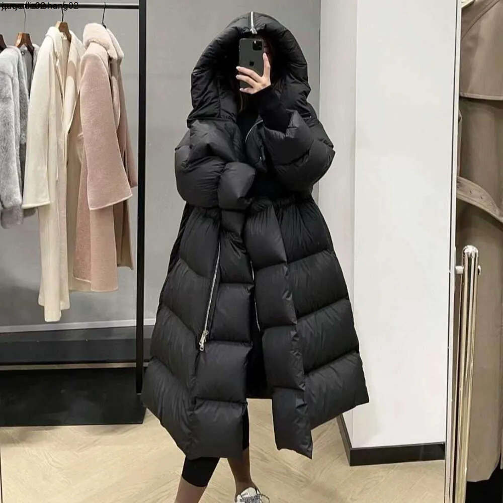 Mulheres para baixo parkas grande colcha vestindo dois ganso branco para baixo jaquetas inverno novo engrossado longo com capuz na altura do joelho nicho pão jaqueta