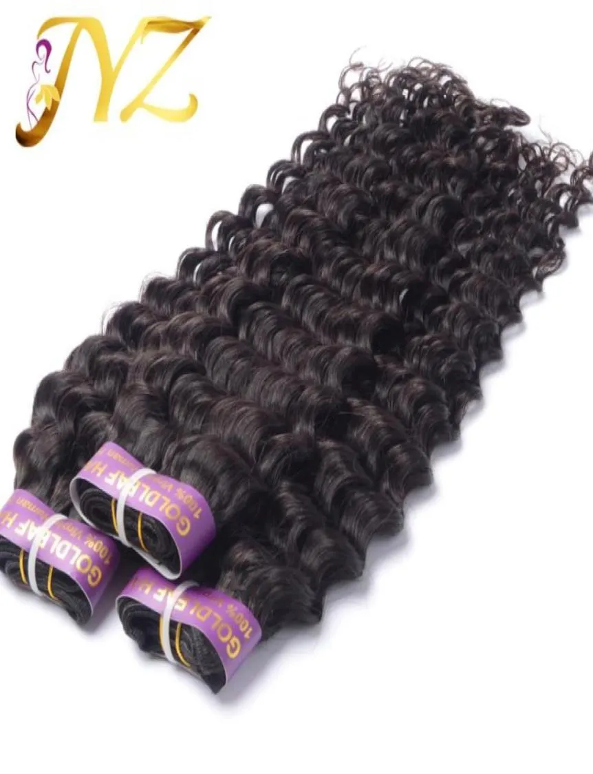 Cabelo virgem brasileiro peruano malaio indiano trama tecer 100 não processado 8quot30quot onda profunda cor natural cabelo ext6119295181997