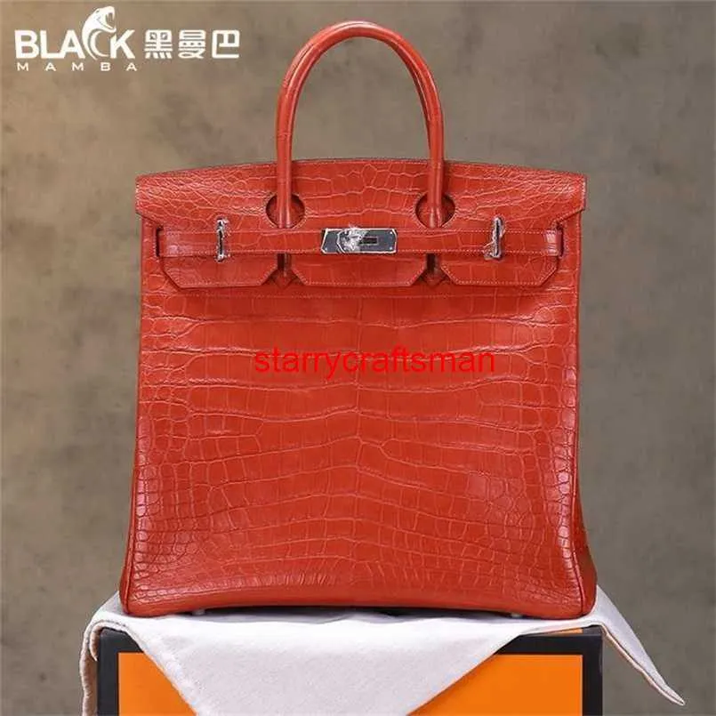 Borsa a mano in vera pelle firmata Bk40 Pelle di coccodrillo fatta a mano Nera Plus High Fighter King Mist Face Mens Plus Large Red Fashion menshave logo HBFG