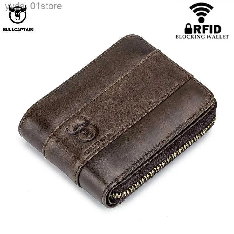 Pieniądze klipy Bulltain Nowy przybycie mężczyzna RFID skórzany portfel Mężczyźni Portfel Cowhide Moneta Portfel Slim Designer Portfel Billetera Para Hombres L240306