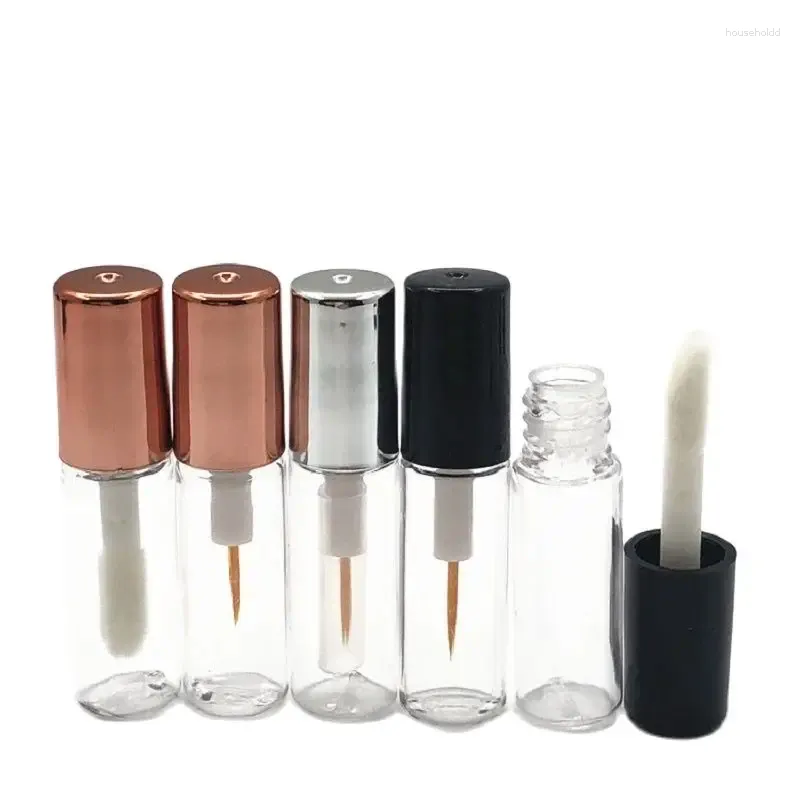 Bouteilles de stockage 25 pièces 1.5ml Mini Eyeliner brosse Tube baume à lèvres noir or argent Rose vide Lipgloss Tubes conteneur bricolage maquillage