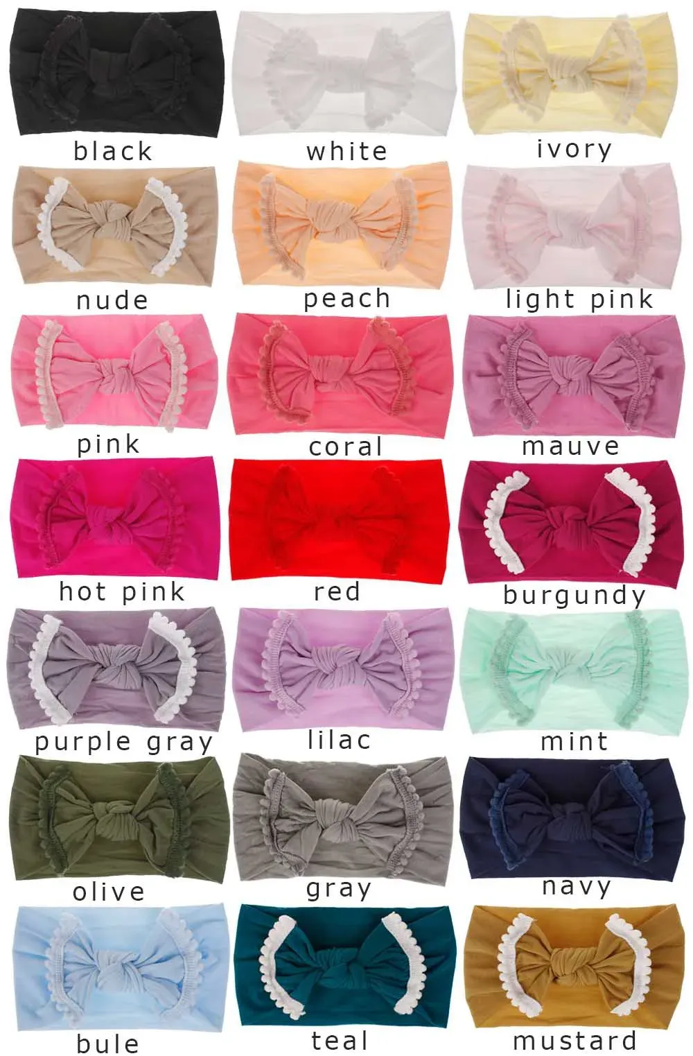 Baby Girl Lace Nylon Headband fashion soft Candy Color Bohemia Bow Girl Infant Hair Accessories Headband