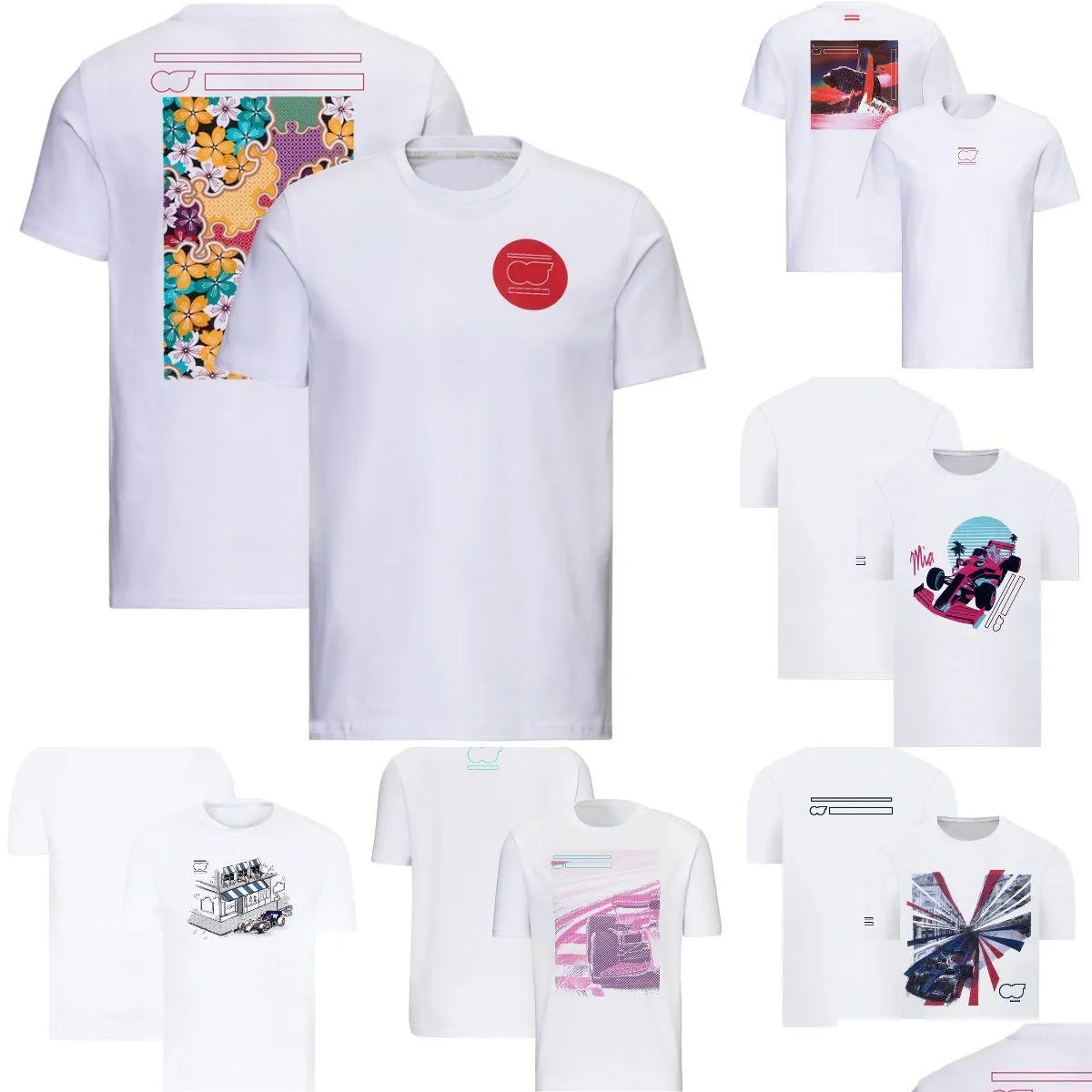 Vêtements de moto F1 Racing T-shirt imprimé 2023 Forma 1 Team Logo Hommes Blanc Summer Fashion Sports Marque Hommes Femmes O-Cou Jersey Dro Otbus