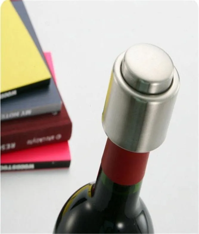 Bröllopsmaterial gynnar rostfritt stål Vakuumtätade Push Stype Red Wine Bottle Stopper Wine Cap1934981