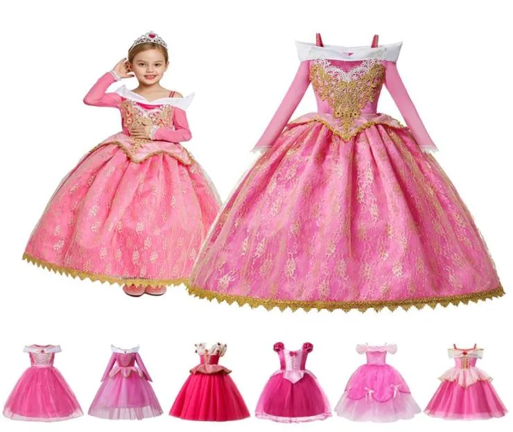 Barn kläder flickor prinsessan fest kostymer klänningar barn bröllop blomma flicka prom klänning sovande skönhet roll spelar frocks5577204