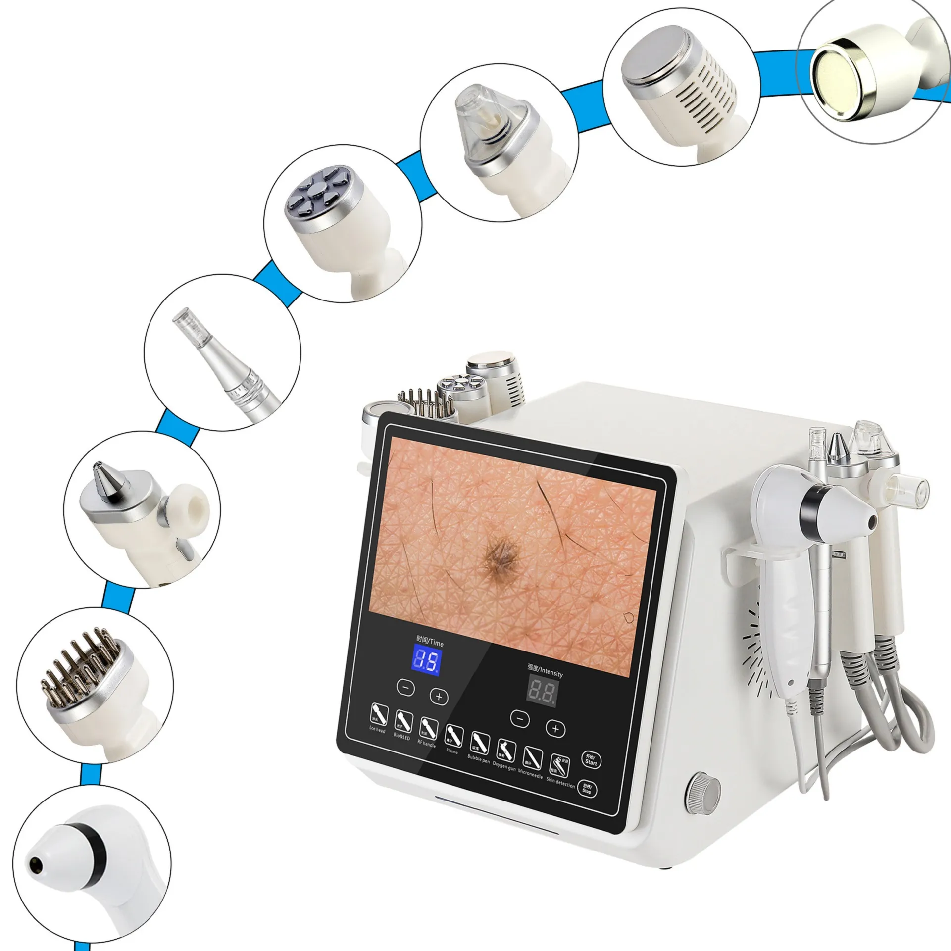 Analyseur de peau multifonction 8 en 1, nouvelle technologie, Instrument de système de beauté plasma à micro-aiguilles