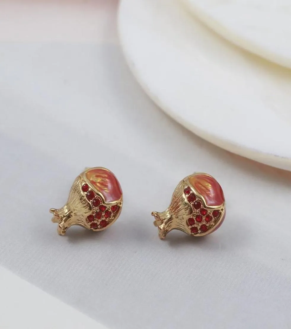 Stud Cute Lovely Fruit Earring For Women Vintage Red Pomegranate Ear JewleryStud4509951