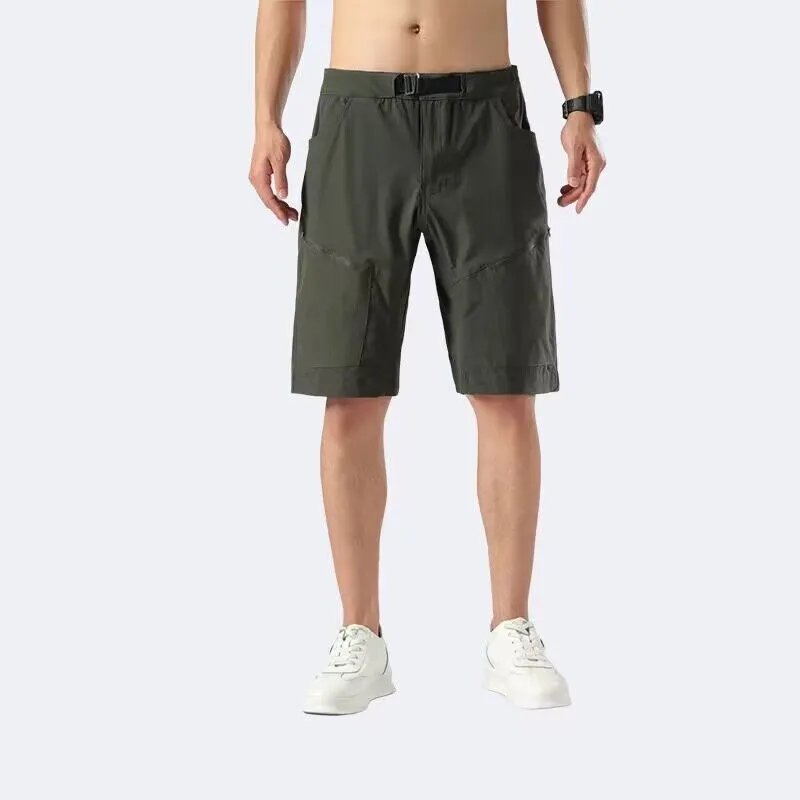 Män träning shorts utomhus snabb torr knä längd fiske mode gata shorts andningsgymniga vandringshorts båge båge