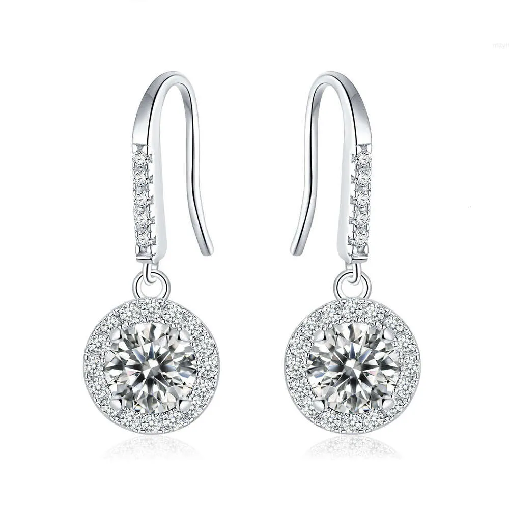 1 Carat Moissanite Def Oreing Bringle 18K Gold plaqué 925 boucles d'oreilles en argent pour femmes