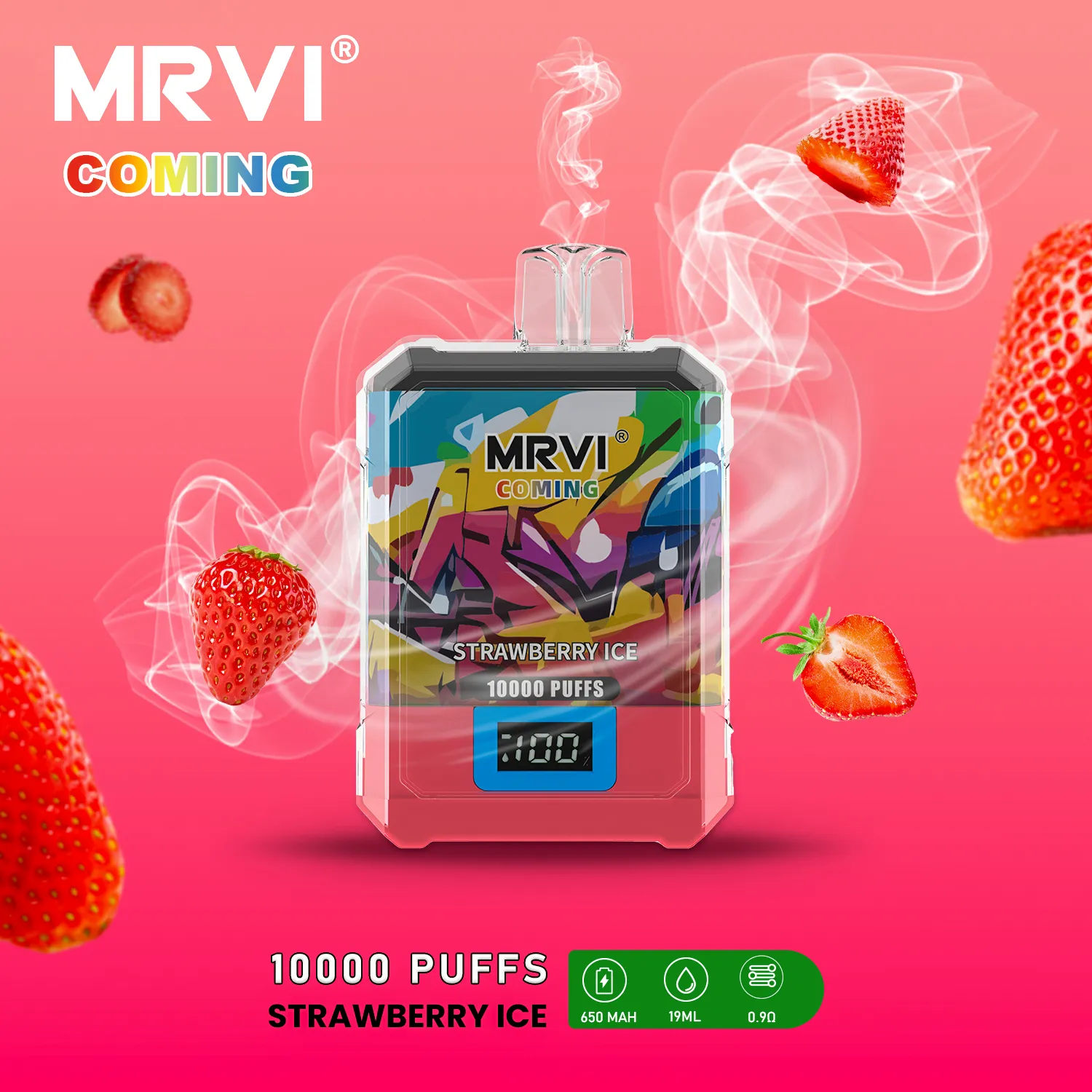 MRVI kommer 10000 puff10k Puff Bar engångsvapet 10 smaker VAPER 650mAh laddningsbart batteri med skärmdisplay