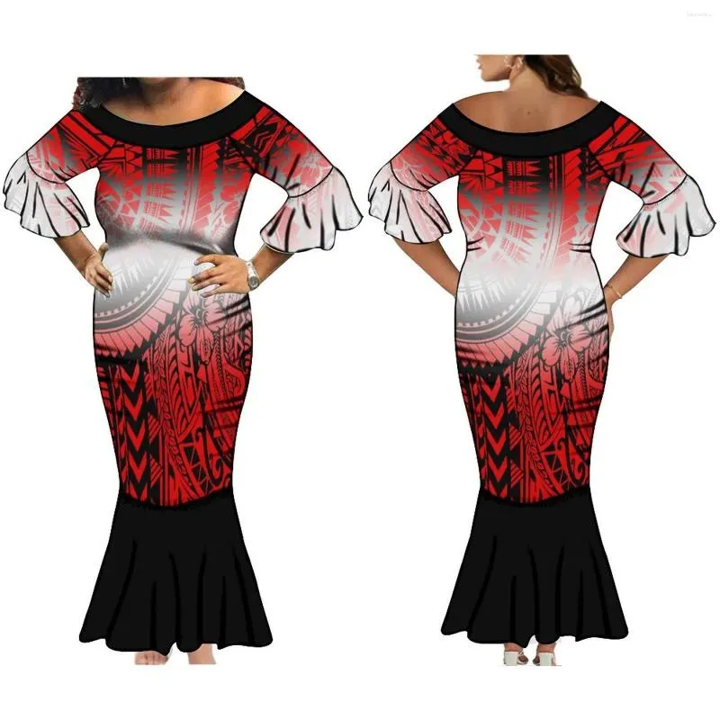 Party Dresses Drop Custom Polynesian Dress 3/4 Bell Sleeve Long Bodycon Fishtail Mermaid Plus Size Womens Maxi Prom