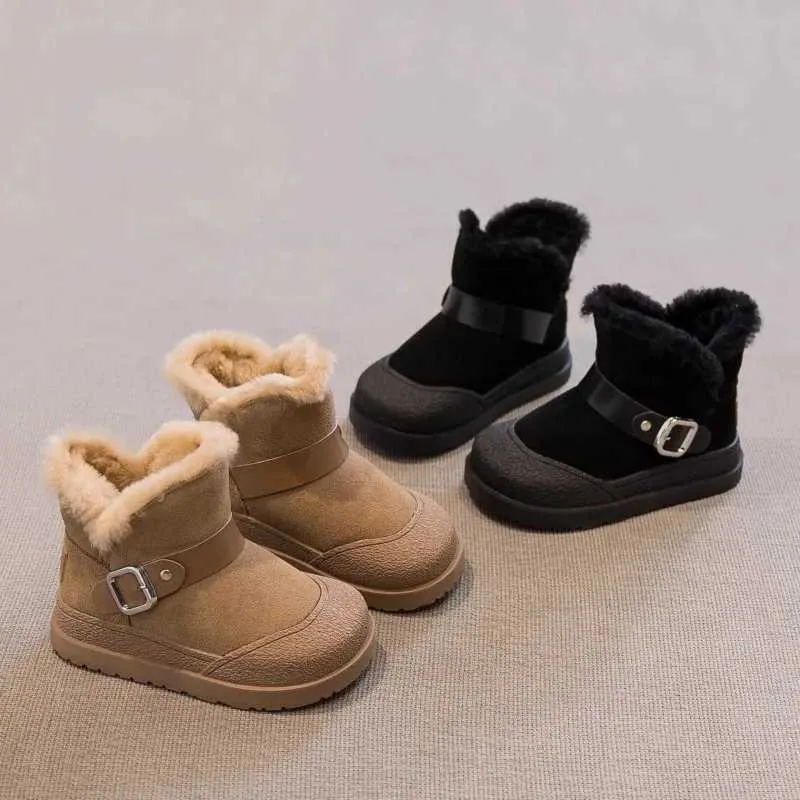 Boots Girls' snow boots 2023 new winter children's cotton shoes with plush Comfortable thick insulation boots ages 4-15L2401L2402