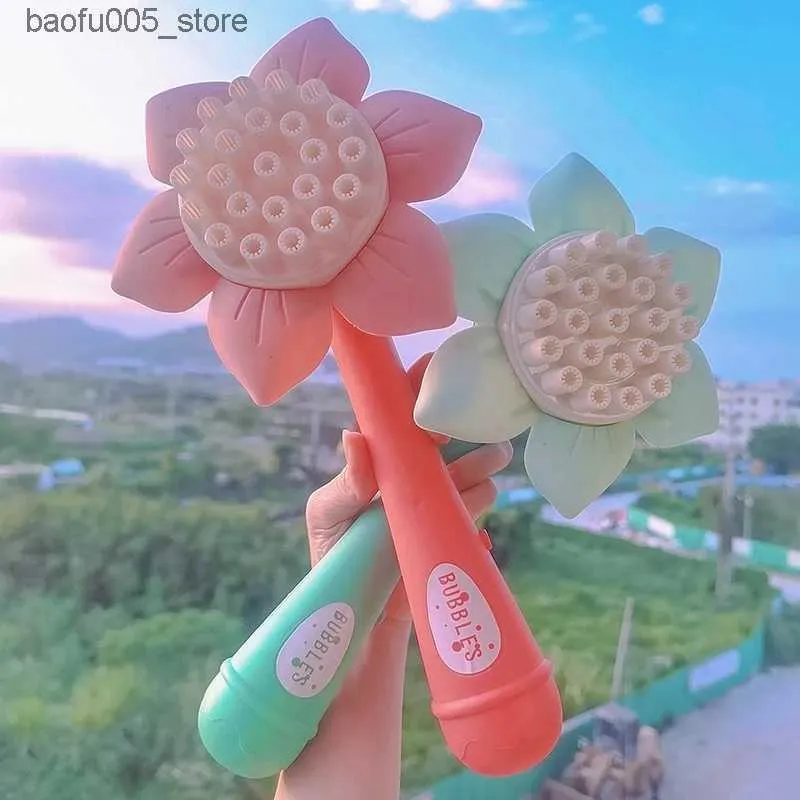 Jeux de nouveauté Jouets de bain pour bébé 23 trous électriques automatiques colorés machine à bulles de tournesol en gros de jouets pour enfants de plage en plein air d'été Q240307